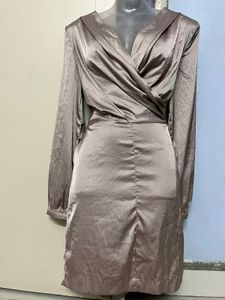 SHEIN BRANDED Elegant Brown Long Sleeve Dress