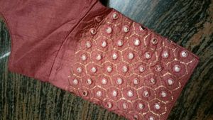 Stitched Mirror Work Rust Blouse.