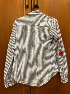 striped shirt with roses