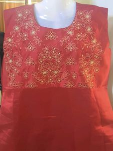 Red Embroidered Kurta