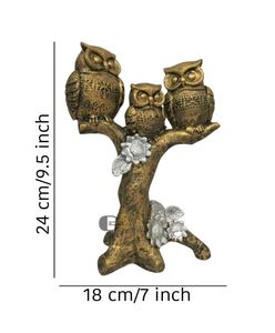 resin tree owl family set statue showpiece