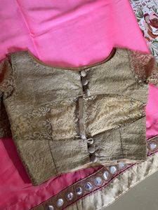 Pure Chiffon Mirror Work Saree,Blouse