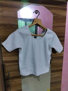White Ribbed Crop Top