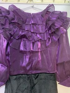 Purple Party Dress velvet  and organza material