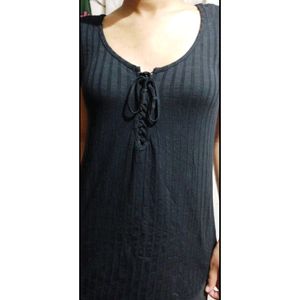 TRAFSLUC ZARA ZIP TIGHT PANTS AND H&amp;M TOP BLACK