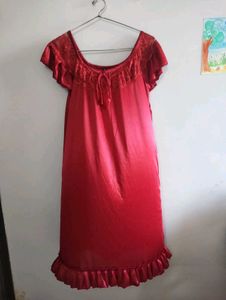 Red Nighty with Lace Detail