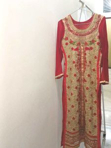 Elegant Red & Gold Kurta