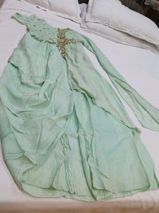 Mint Green Embroidered Stylist Dress/orange