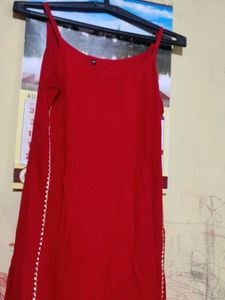 Red Kurti with Matching Pants