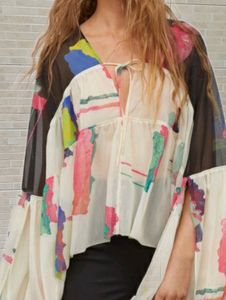 Brand H&amp;M, L Size, V-neck, Chiffon Wide- Cut Top
