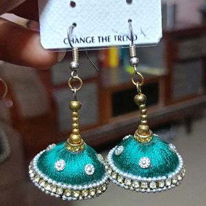 Green Jhumka Earrings