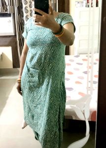 Green Printed Suit