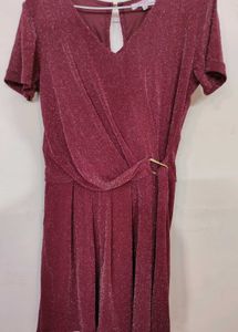 Mahroon Coloured Bodycoon Dress, Fabric is Shiney