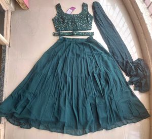 Libas Green lehenga choli/ready to wear saree