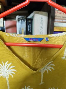 Akkriti Pure Linen Mustard A-Line Maxi Dress