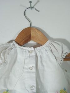 Little Me White Printed Girls Frock (Kids)