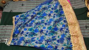 Floral Print Lehanga with Gold Border