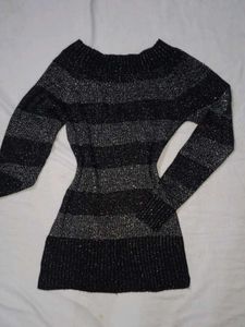 Sparkly Striped Sweater Dress