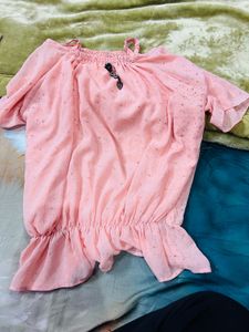 Cute Pink Cold Shoulder Top