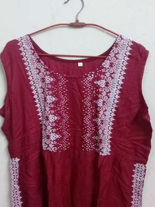 Maroon Embroidered Kurta