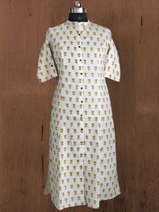 Sale! Brand New A-line Kurti-Cream Colour-Lotus