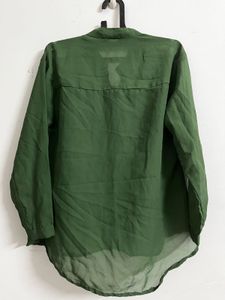 Green Button-Down sheer Shirt