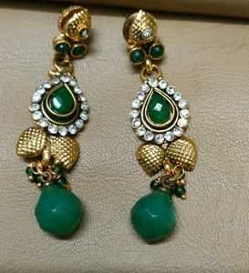 Gold Chain with Green Stone Pendant