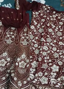 Maroon embroidery xxl readymade dress