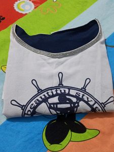 White And Neavy Blue Colour Top For Women.
