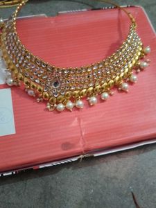 Elegant Kundan &amp; Pearl Choker Necklace