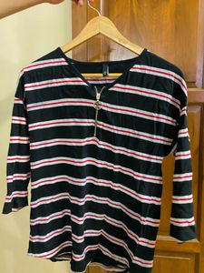 Max zip up round neck top