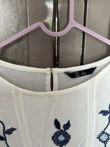 Floral Embroidered White Blouse