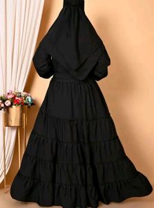 🆕 Elegant Black Ruffle Abaya Dress