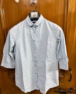 WOMEN DARK GREY FORMAL STRIPED SHIRT