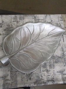 Vintage Silver Painted Leaf Shaped Plate