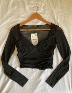 Zara Mesh Long Sleeve Top