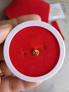 Gold Nose Pin with Green Stone
