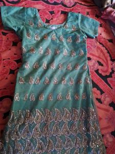 Net Kurta Set With Pants And Duppatta