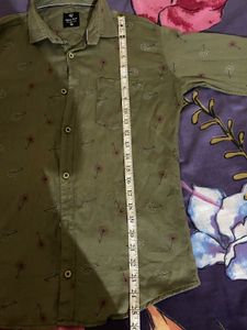Stylish Olive Green Printed Shirt