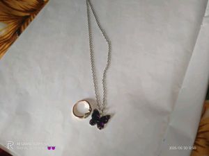 Beautiful Chain With Butterfly Pendent And Ring