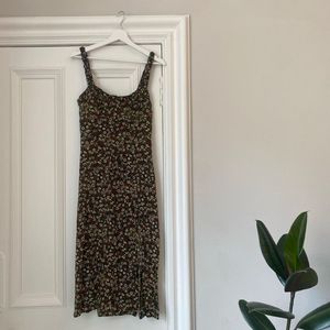 ZARA Floral Midi Dress with Slit