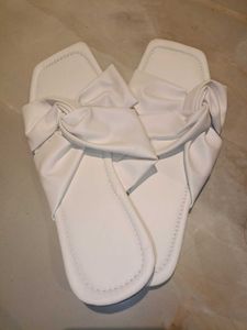 White Knotted Detail Flats