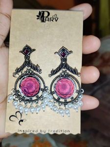 Parv Purple Stone &amp; Pearl Drop Earrings