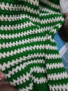 Crochet Knit Green Striped Skirt