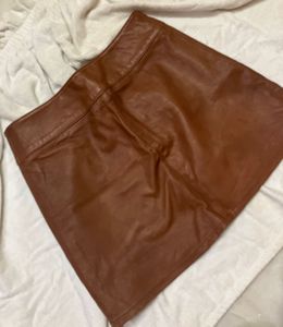 Brown Faux Leather Mini Skirt