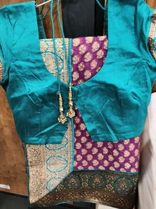 Elegant Teal & Purple Saree