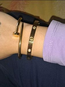 Cartier Stainless Steel Gold Bracelets Combo
