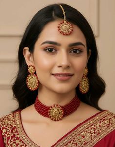 Brand New Red & Gold Jewelry Set