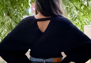 Chic Black Wrap Sweater