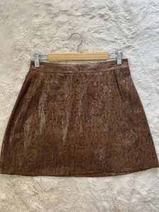 Brown Animal Print Mini Skirt